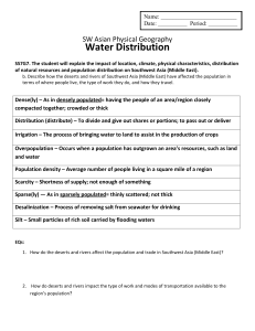 SW Asia Water Distribution and Impact Vocabulary