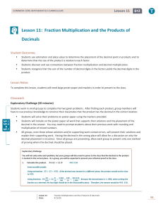 Lesson 11: Fraction Multiplication and the Product of