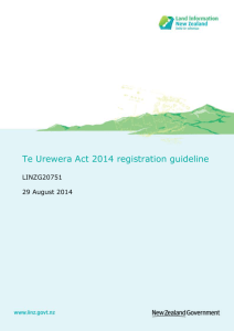 Te Urewera Act 2014 registration guideline