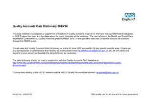Quality Accounts Data Dictionary 2015/16