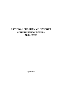 National Programme of Sport of the Republic of Slovenia 2014-2023