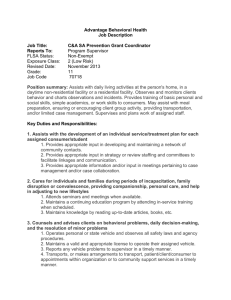Advantage Behavioral Health Job Description Job Title: C&A SA