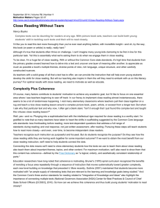 Close Reading without Tears - Michigan`s Mission: Literacy