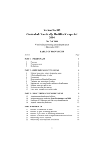 Control of Genetically Modified Crops Act 2004