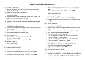 Geometry (9) Semester Exam Outline – December 2014 Unit 1