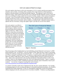 Life Cycle Analysis of Metal Use in Japan Life cycle analysis (also