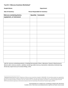 Tool III-1. Mercury inventory worksheet