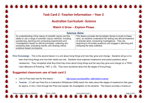 Teacher`s Page - Science Curriculum and Pedagogy task 2