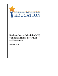SCS Error List v5.1 - Massachusetts Department of Education