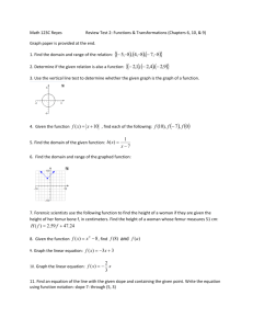 Math 123C Reyes Review Test 2: Functions & Transformations