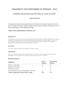 Perugia Course Descriptions & Certificates 2012