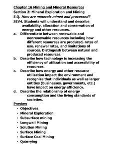 Chapter 16 Mining and Mineral Resources Section 2: Mineral