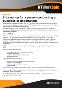 Information for a person conducting a business or