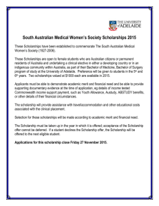 South Australian Medical Women`s Society Scholarships 2015