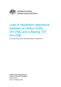 Loss of separation assurance between an Airbus A320, VH VNQ