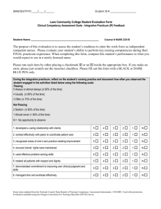 Lane Community College Student Evaluation Form