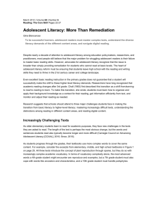 Adolescent Literacy: More Than Remediation