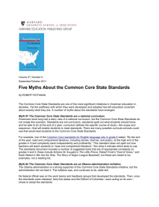 Five Myths About the Common Core State Standards Harvard Grad