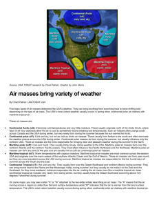 Air masses bring variety of weather