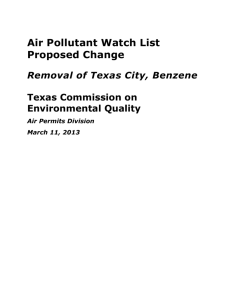 Air Pollutant Watch List Proposed Change, Removal of Texas City