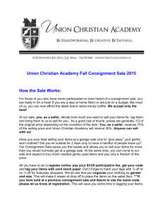 Union Christian Academy Fall Consignment Sale 2015 How