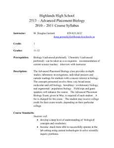 Syllabus AP Biology 2010-11
