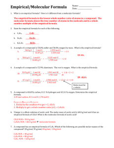 Worksheet - Empirical and Molecular Formula ANS