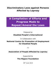 Discriminatory Laws against Persons Affected by Leprosy