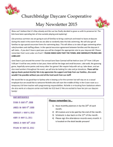 May 2015 - Churchbridge Daycare