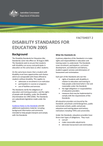DISABILITY STANDARDS FOR EDUCATION 2005Background