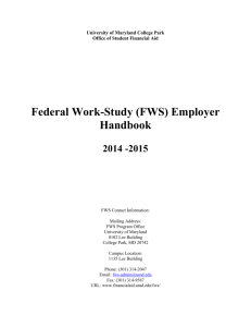 (FWS) Employer Handbook - The Office of Student Financial Aid