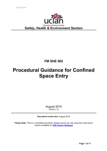 Procedure for work in confined spaces