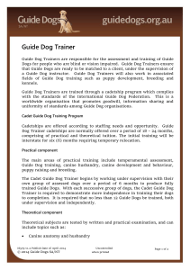 Guide Dog Trainer information.