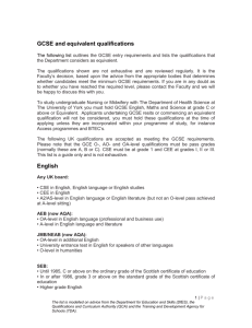 GCSE and Equivalent Qualifications (MS Word