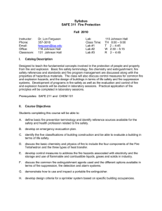 Syllabus SAFE 311 Fire Protection Fall 2010 Instructor: Dr. Lon