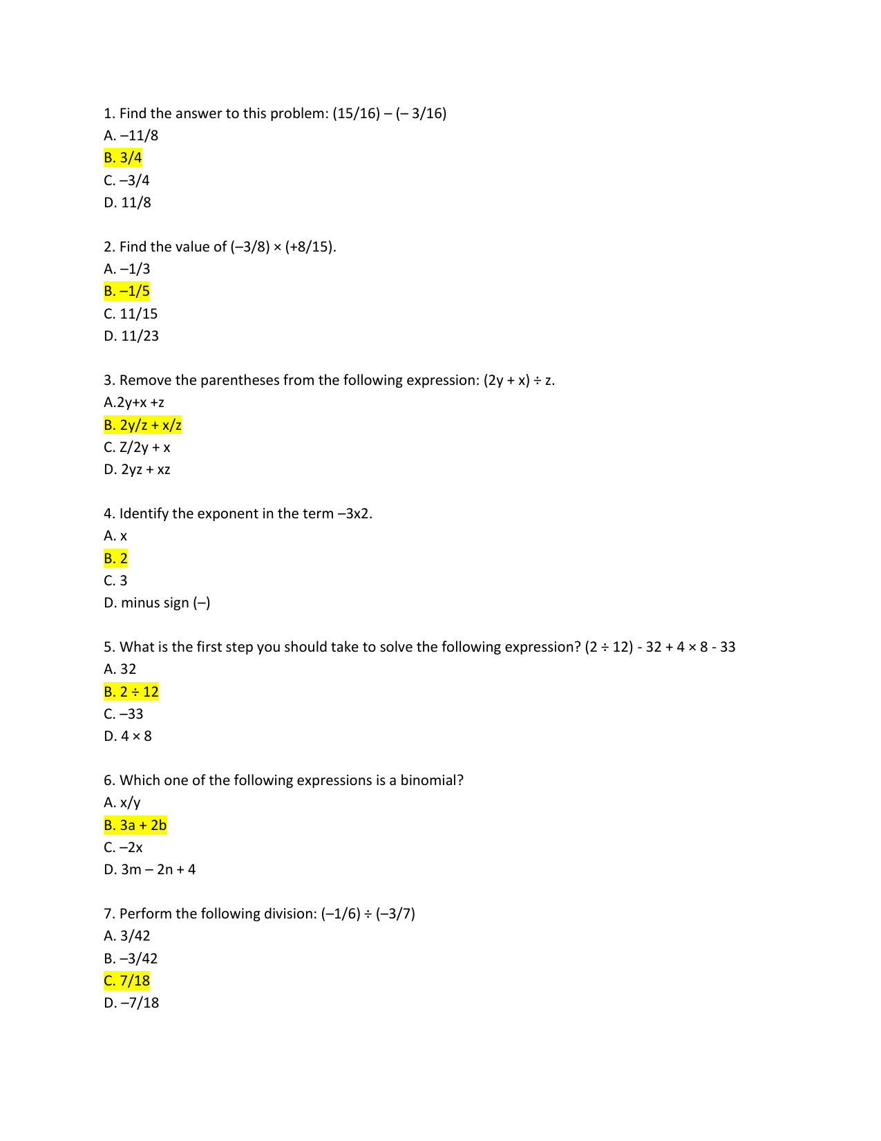 1 Find The Answer To This Problem 15 16 3 16 A 11 8 B 3 4