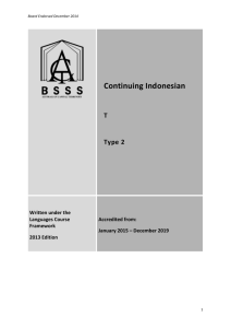 Indonesian - Continuing T - ACT Board of Senior Secondary Studies