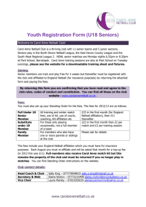 Youth Registration Form (U18 Seniors) Welcome to Carol Anne