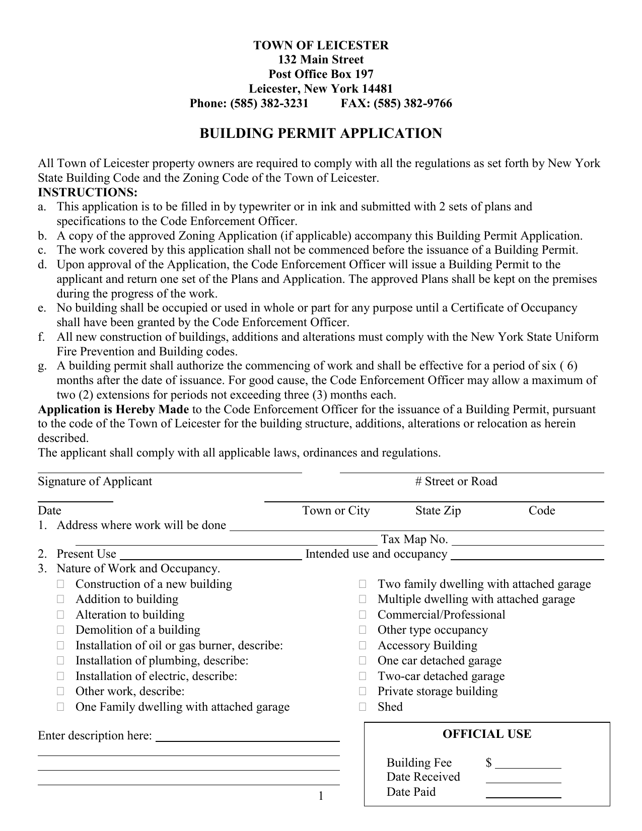 building permit application