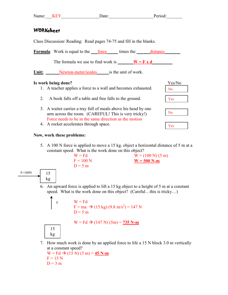 WORKsheet KEY