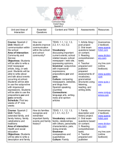 Curriculum Map Hubert Bays Spanish 2 Unit and Area of Interaction