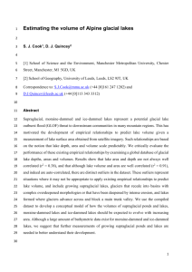 Estimating the volume of Alpine glacial lakes