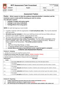 poetry MYP Assessment Tasks Coversheet