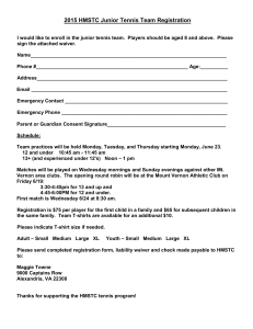 Junior Tennis Team Registration Form