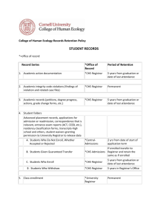 Student Records - Cornell University College of Human Ecology