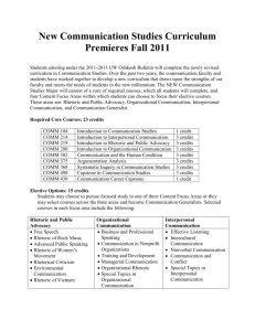 New Communication Studies Curriculum Premieres Fall 2011