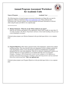 Academic Program Assessment Worksheet