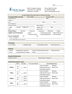 Living Donor Patient Health History Form