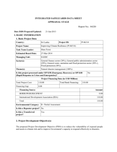 INTEGRATED SAFEGUARDS DATA SHEET APPRAISAL STAGE