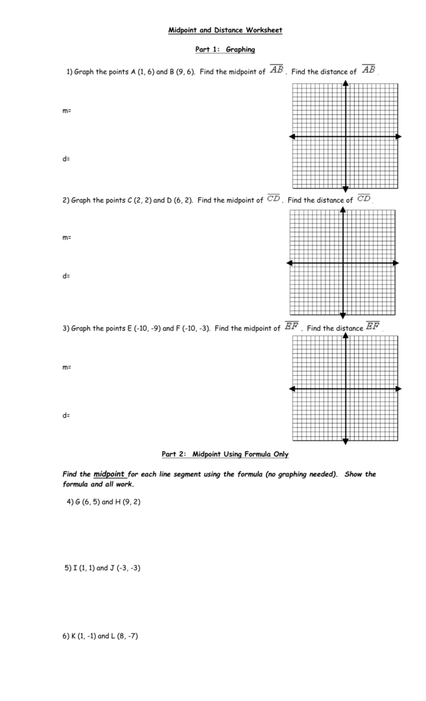 Midpoint And Distance Worksheet